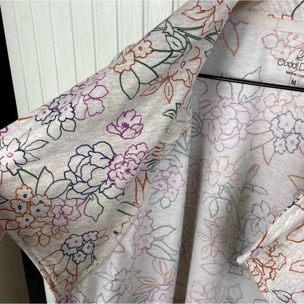 Cuddl Duds Lightweight Comfort Drape Front Cardigan Multicolor Floral Medium - Picture 6 of 13